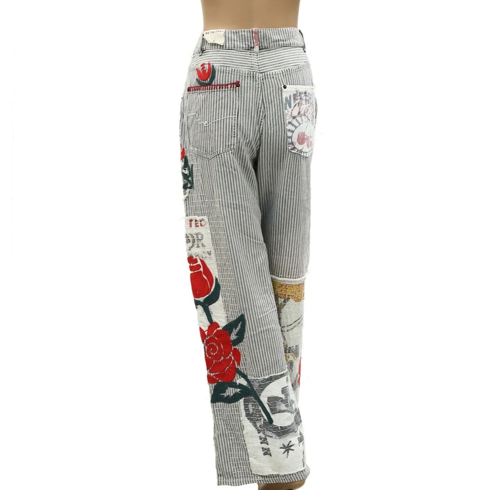 Free People We The Free Lost And Found Boyfriend Jeans Pants Patchwork M 288815 - Picture 7 of 11